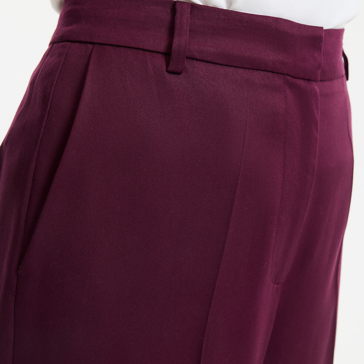 Pantalon droit à plis en TENCEL™ violet prune, LA REDOUTE COLLECTIONS