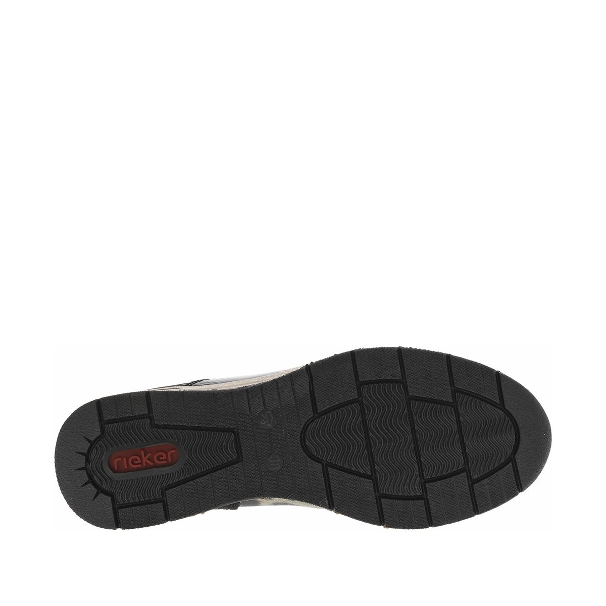 Boots noires avec imprimé léopard à talon semi-compensée et à zip central noires, RIEKER