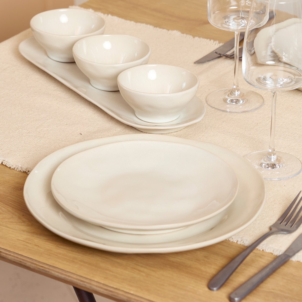 Lot de 4 assiettes ROCCA beige, SALT & PEPPER