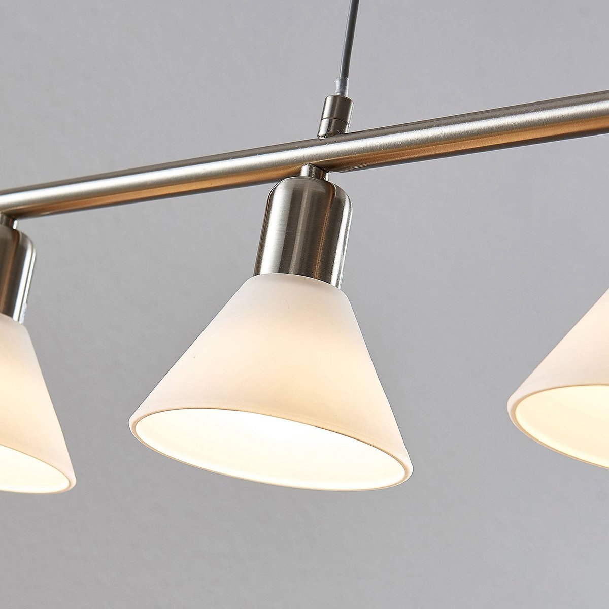 Suspension en métal moderne, Delira blanc, nickel satiné, LINDBY
