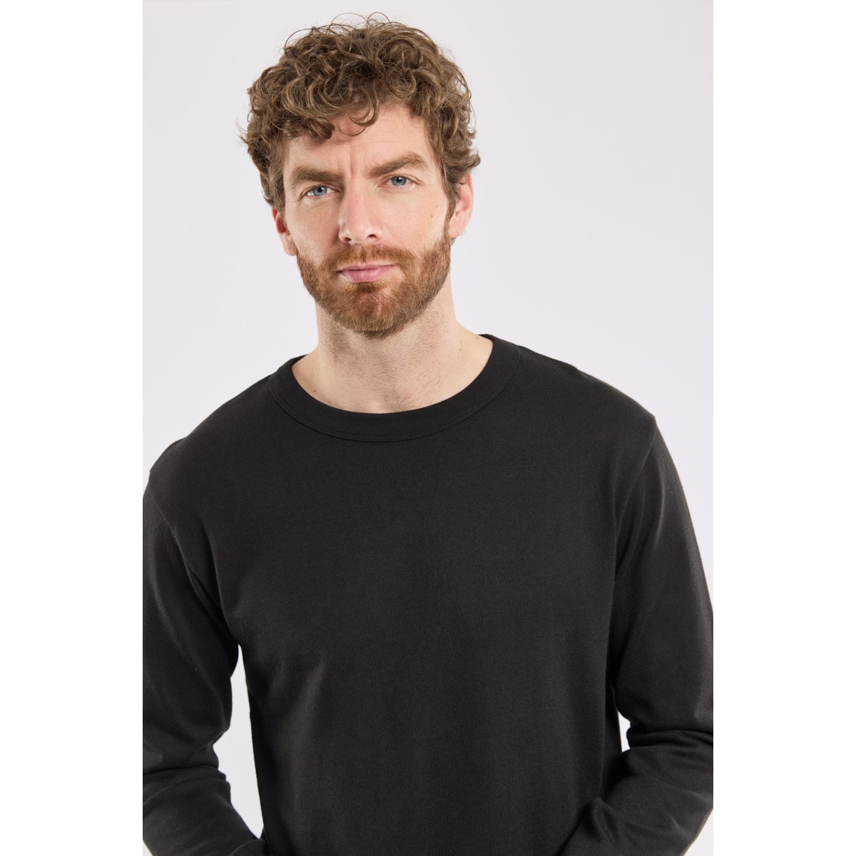 T-shirt manches longues en coton épais noir, ARMOR-LUX
