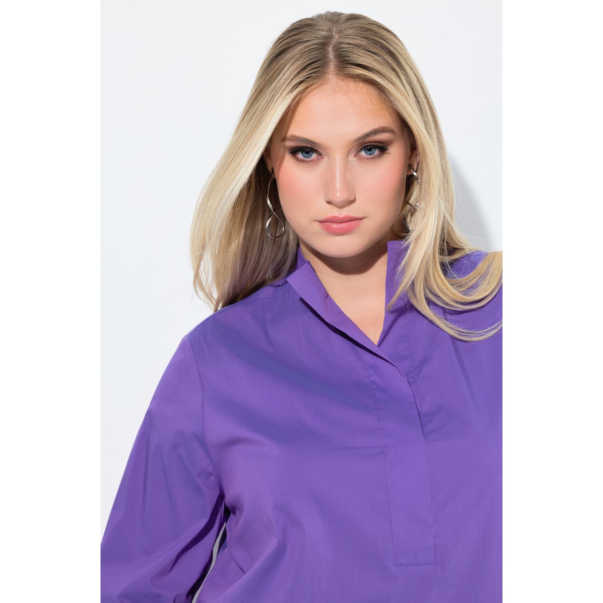 Blouse avec large patte violet, ULLA POPKEN