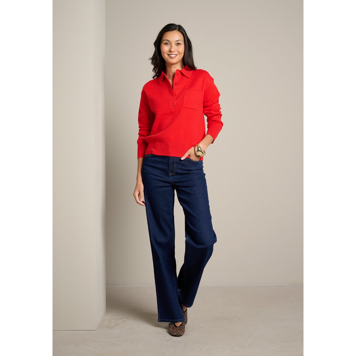 Polo maille douce rouge, LOLALIZA