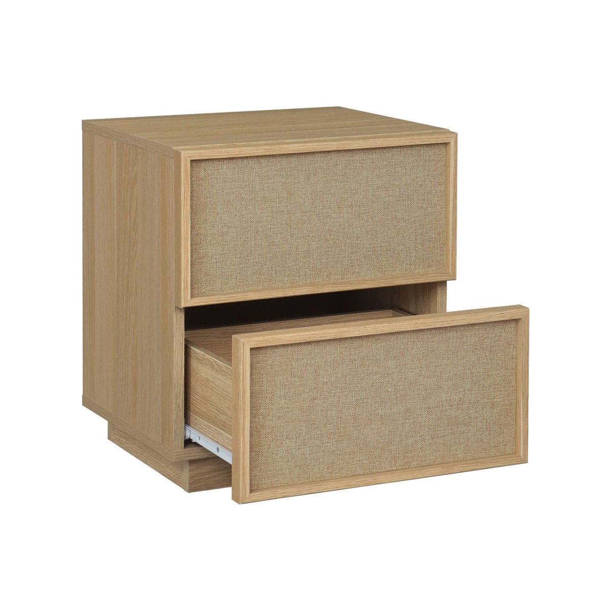 Table de chevet décor bois et tissu 2 tiroirs (lot de 2) KUBA naturel, SWEEEK