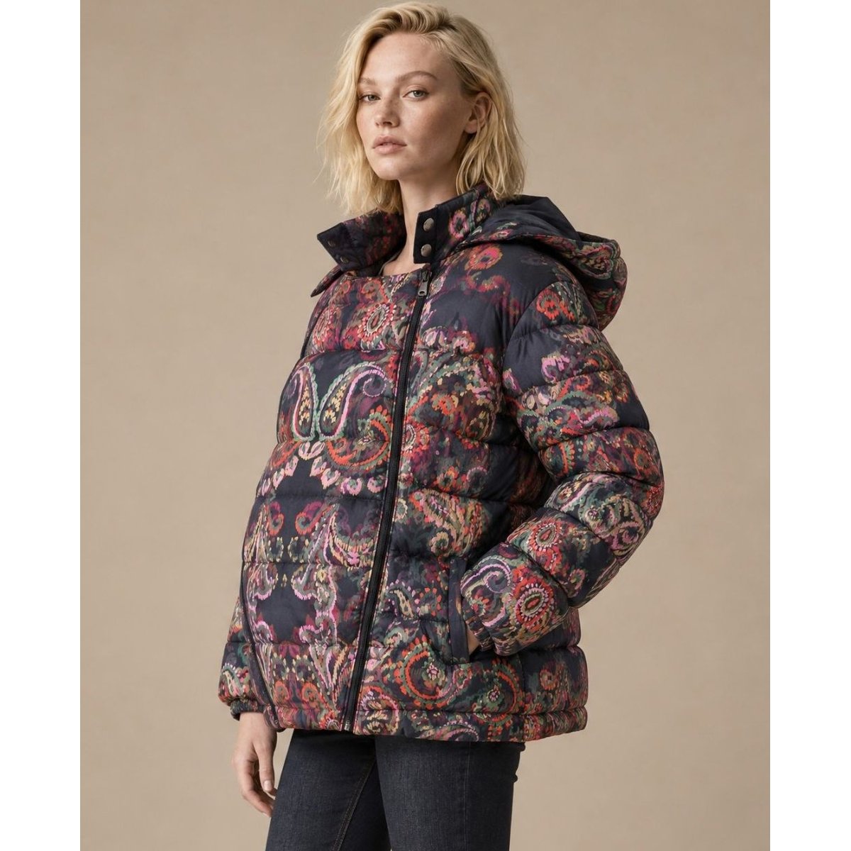 Doudoune de grossesse et de portage Linette multicolore, CACHE COEUR