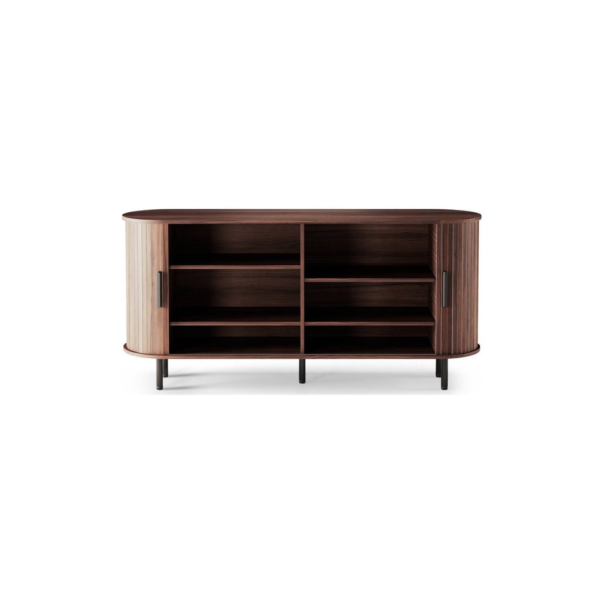 Buffet arrondi à lamelles collection EPIQUE noyer foncé et noir, RECOLLECTION