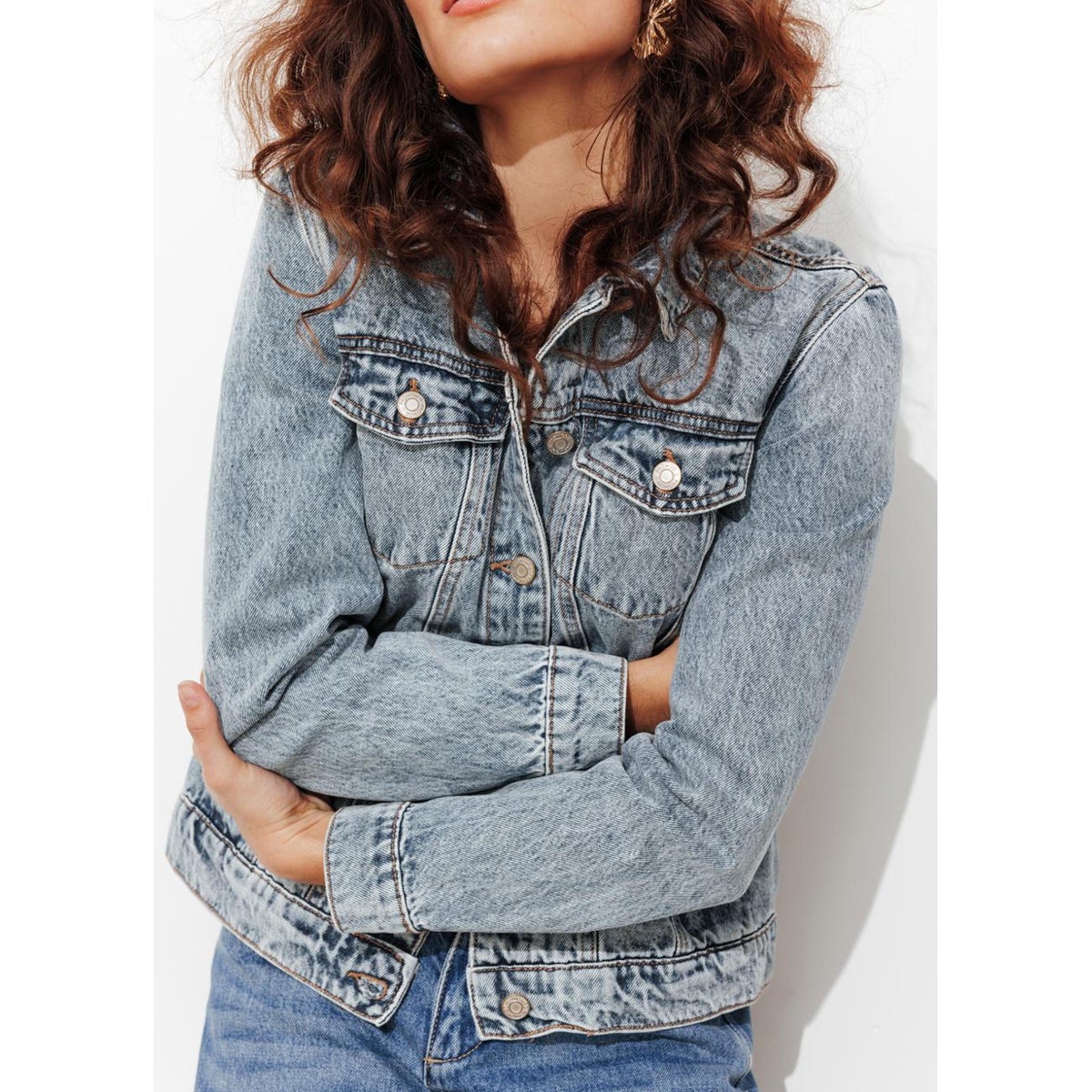 Veste en jean délavé jean moyen, PROMOD
