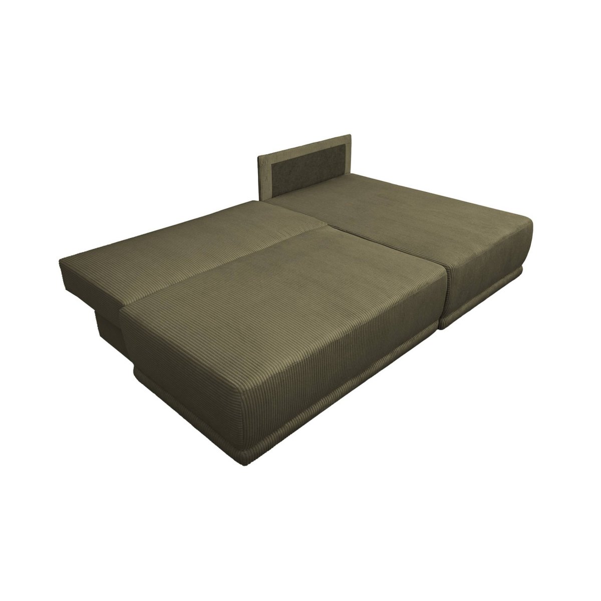 Banquette canapé d'angle droit convertible 3 places velours côtelé avec coffre NELSON taupe, SWEEEK