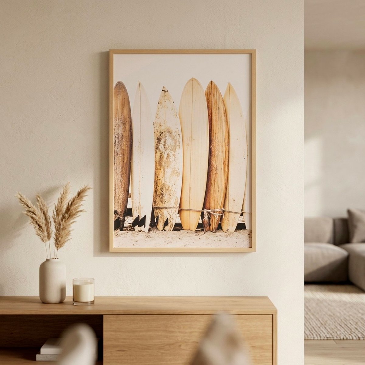 Tableau photo sur toile surf 52x2.5x72cm beige, WADIGA