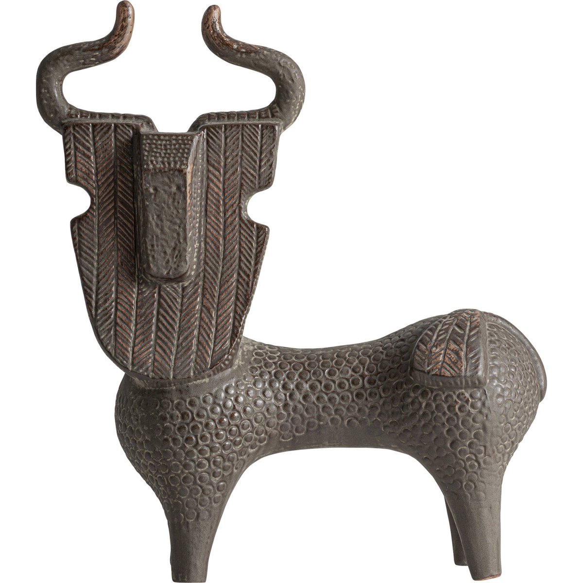 Figurine décorative animale en céramique brun patiné, RECOLLECTION