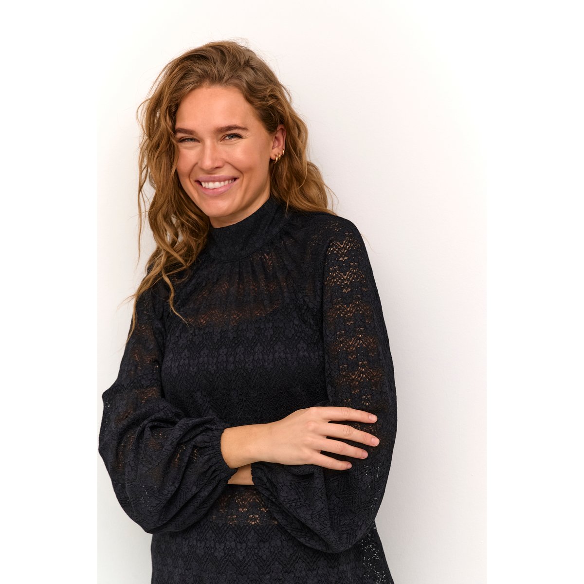 Blouse with long sleeve noir black, KAFFE