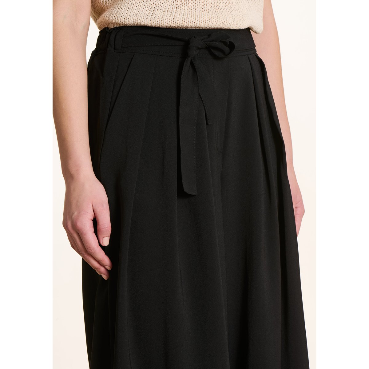 Pantalon large à plis taille élastique noir, LA FEE MARABOUTEE