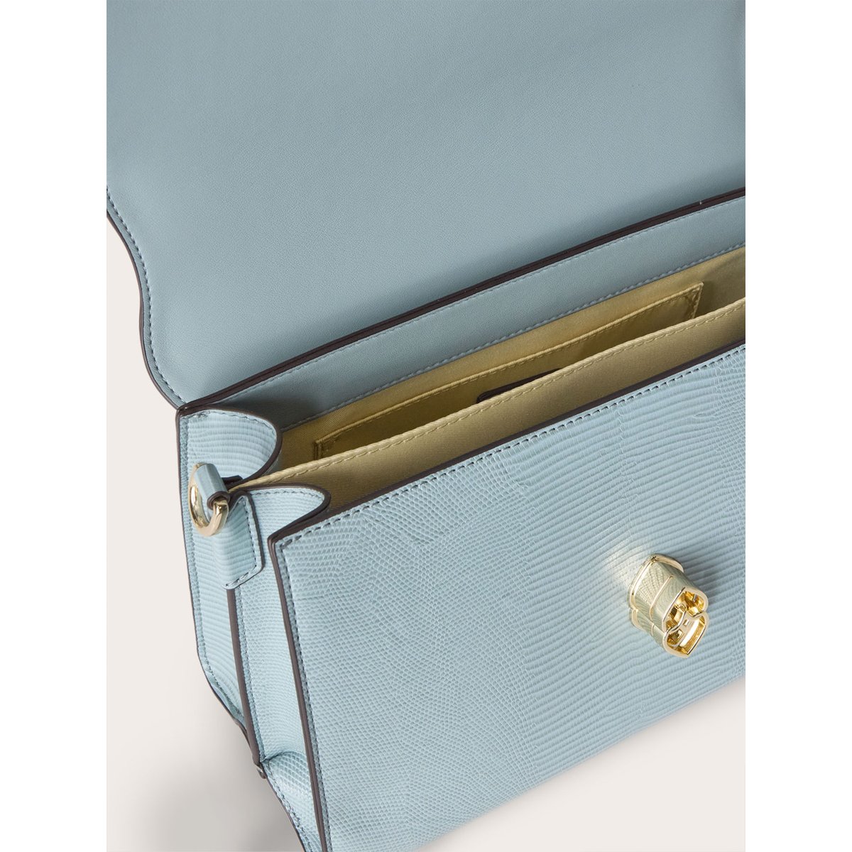 Sac bandoulière avec chaîne et fermoir tournant light - blue, MOTIVI
