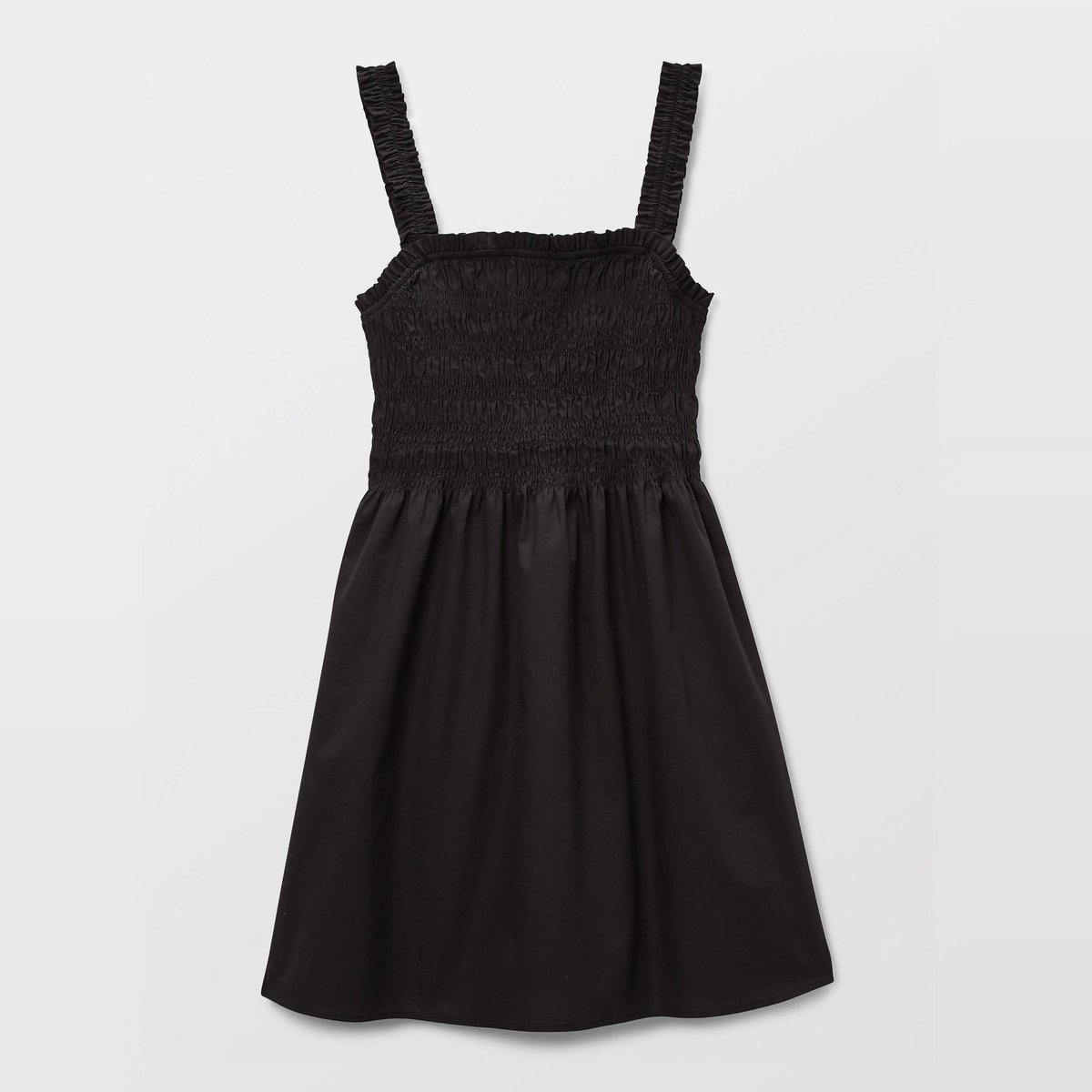Robe courte smockée en coton BIO GOTS noir, MONOPRIX