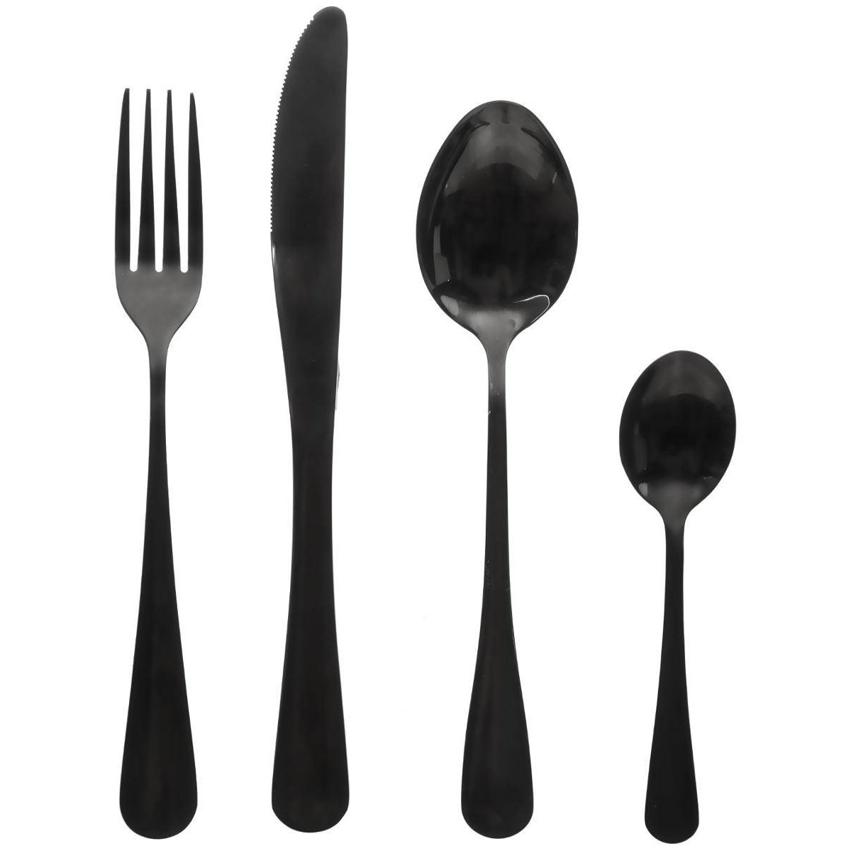 Ménagère 16 pièces en acier inoxydable noir SHADOW noir, SECRET DE GOURMET