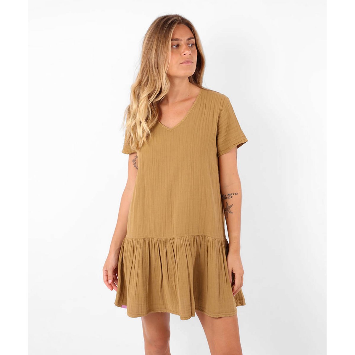 Robe en coton délavée DOMINGO camel, OXBOW