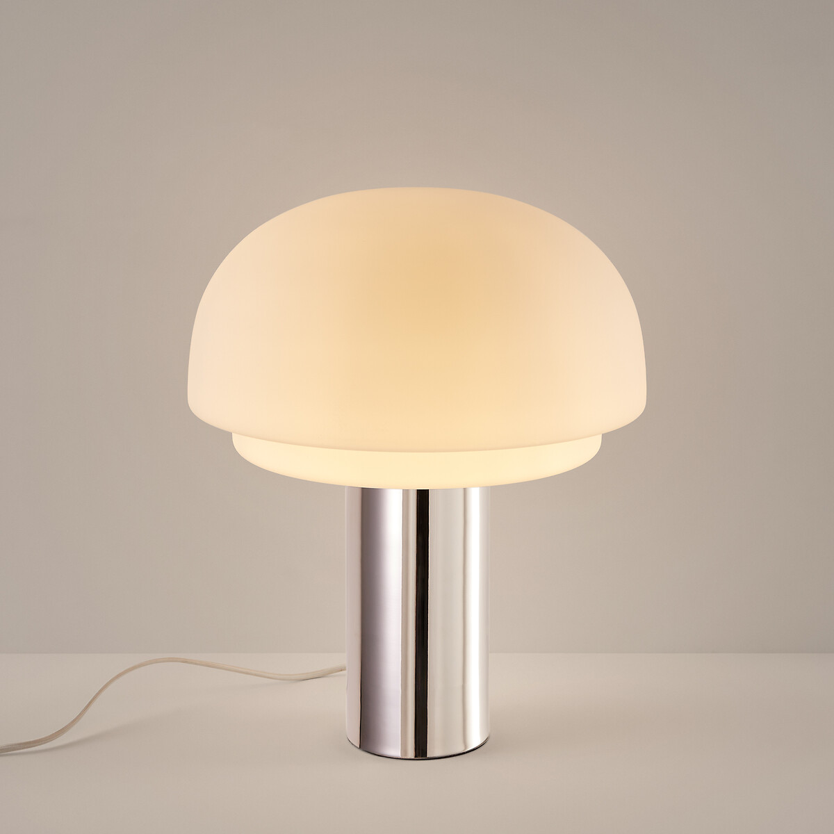 Lampe en verre opalin et métal fer chromé, hauteur 43,1 cm, AGATHILDA chrome, LA REDOUTE INTERIEURS