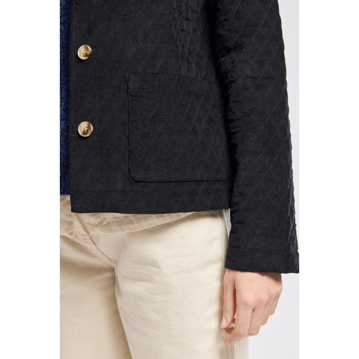 Veste velours matelassée en coton noir, ARMOR-LUX