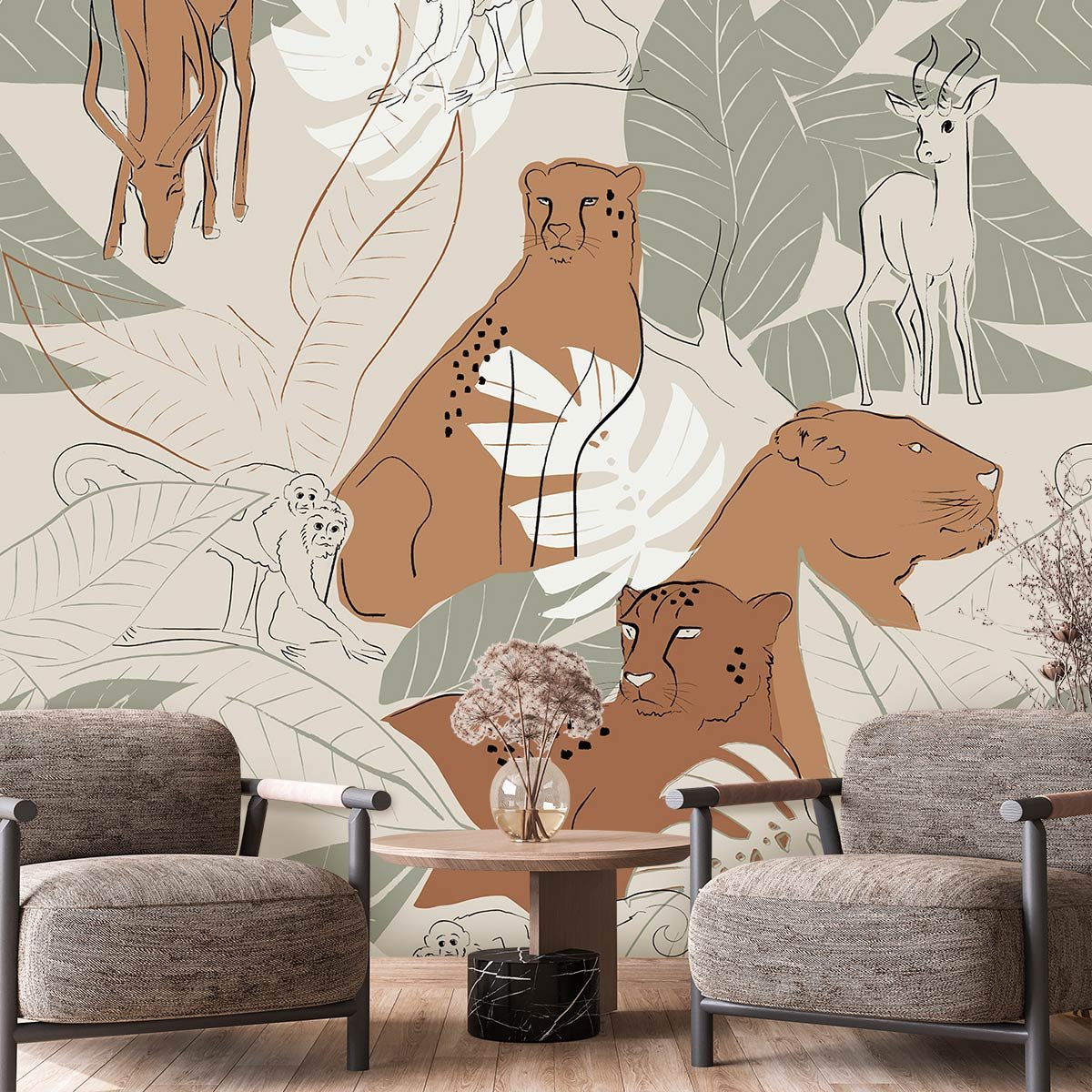 Papier peint animaux de la savane intissé, HEXOA