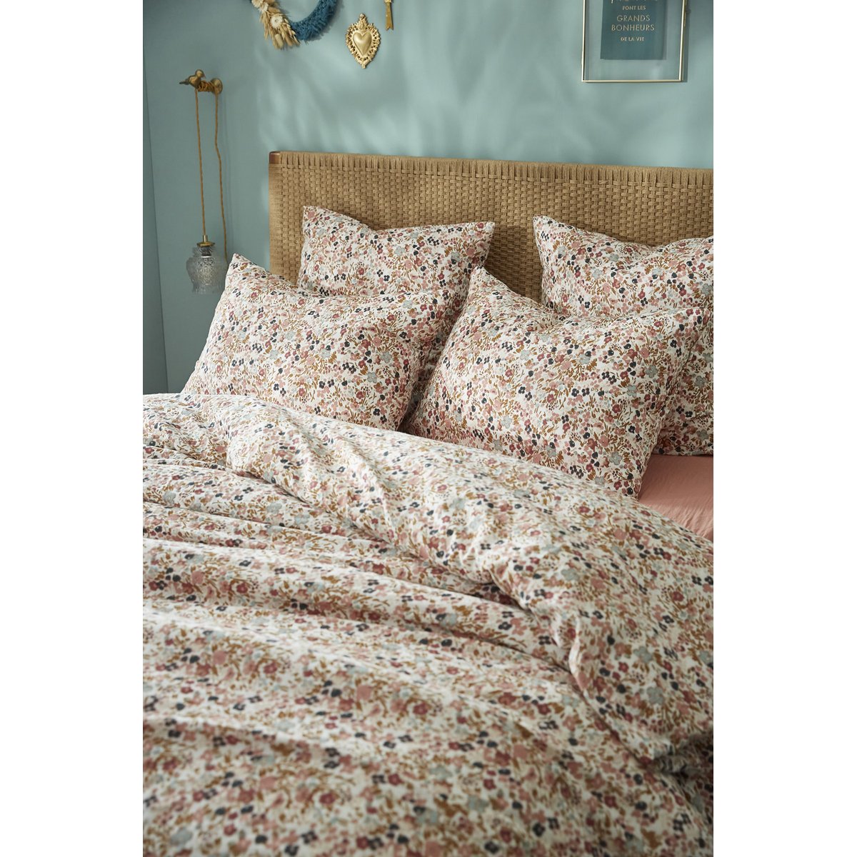 Taie d'oreiller gaze coton 60 x 60 cm Capucine bleu nuit bleu nuit, EDEN