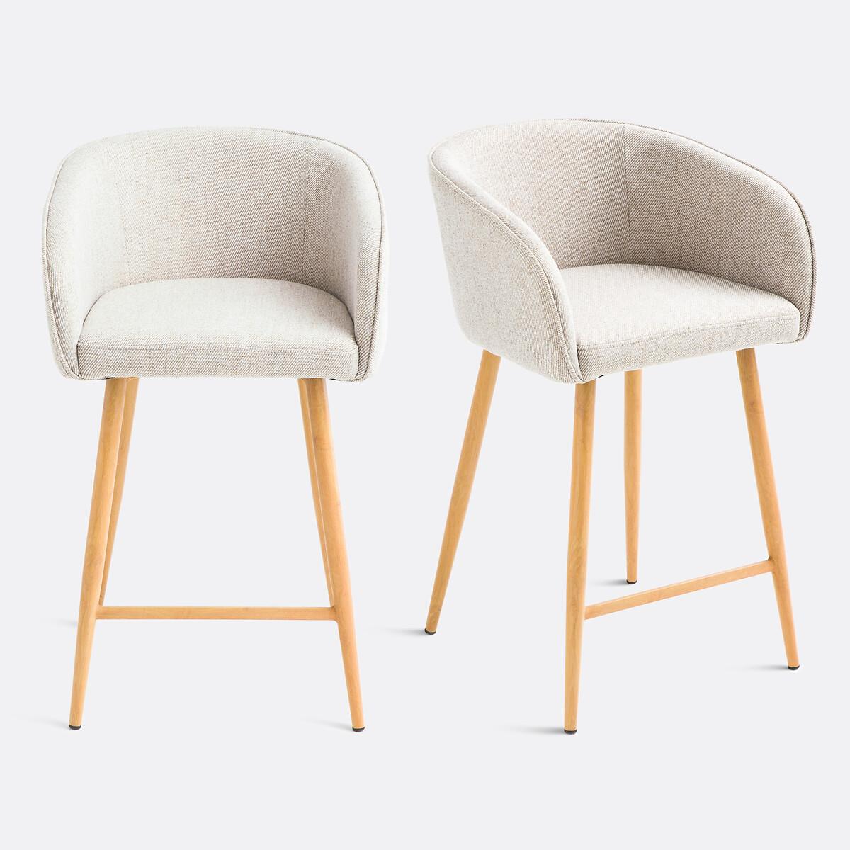 Lot de 2 fauteuils de bar H64 cm, Aupi beige chiné, LA REDOUTE INTERIEURS