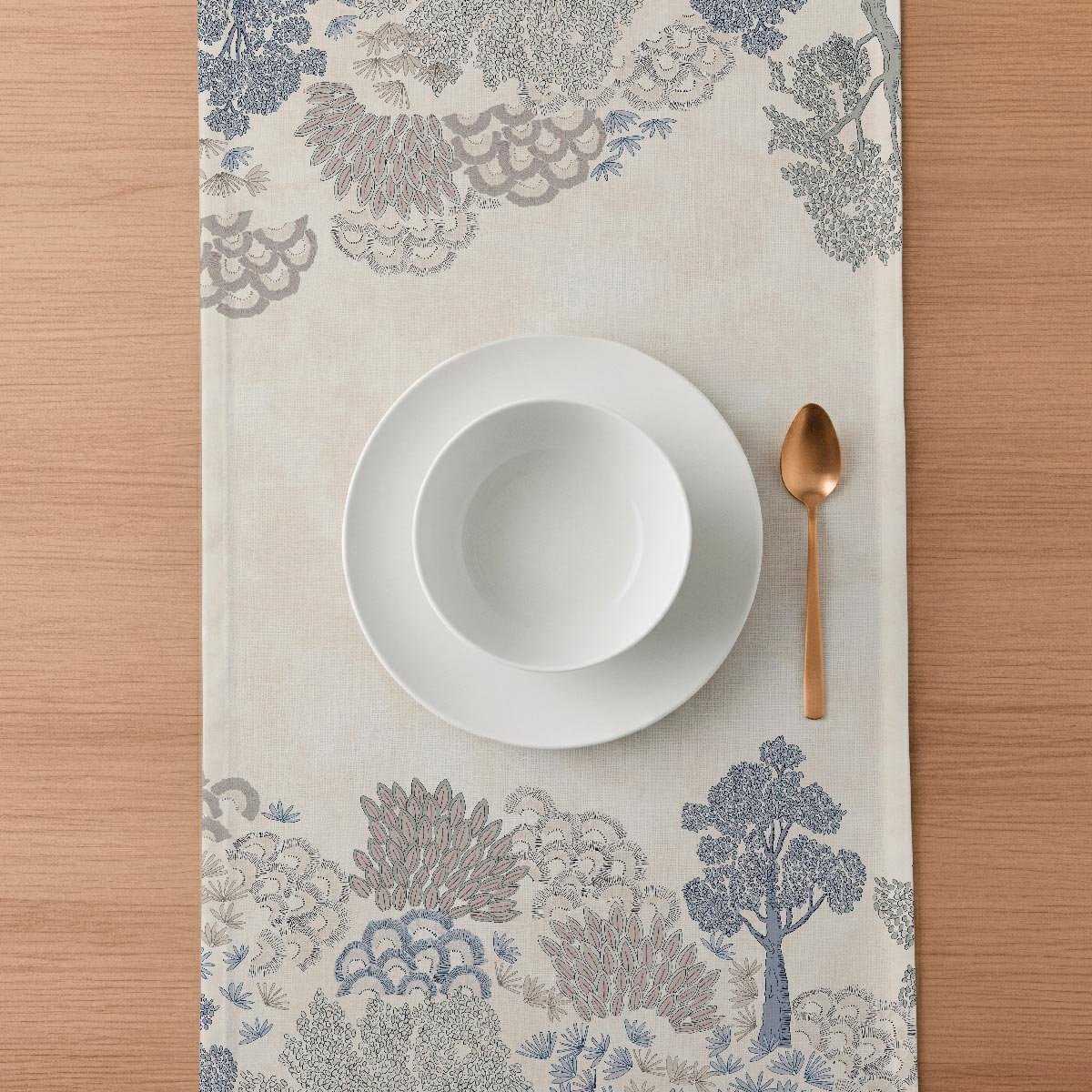 Chemin de table en coton Forest gris, NAF NAF HOME