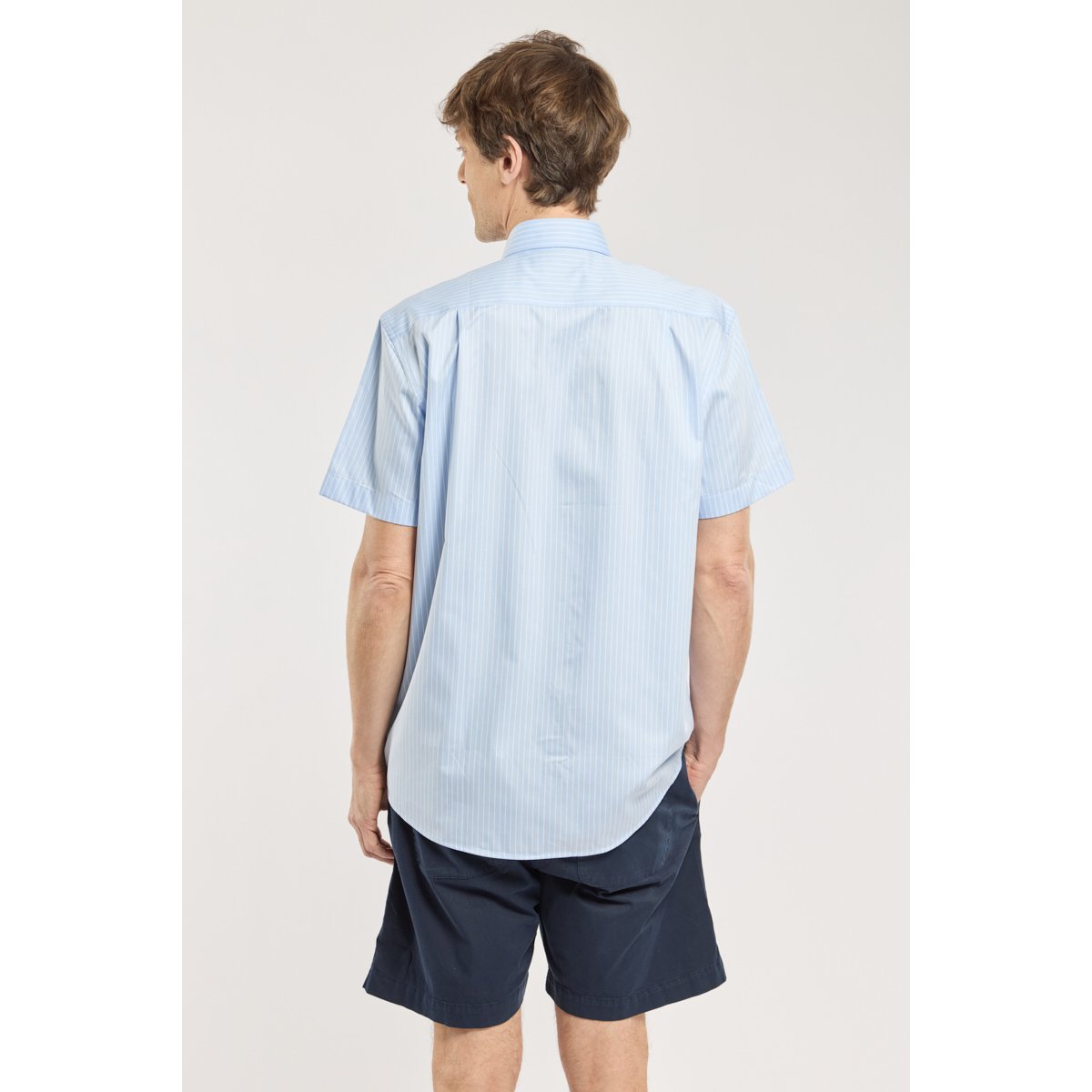 Chemise coupe confort en coton ciel/blanc, ARMOR-LUX