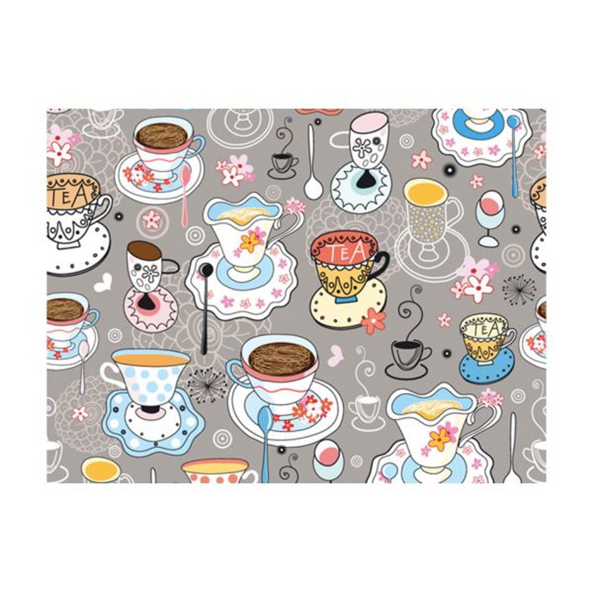 Papier peint intissé panoramique Motifs de cuisine Tasses gris / argent, EDEN