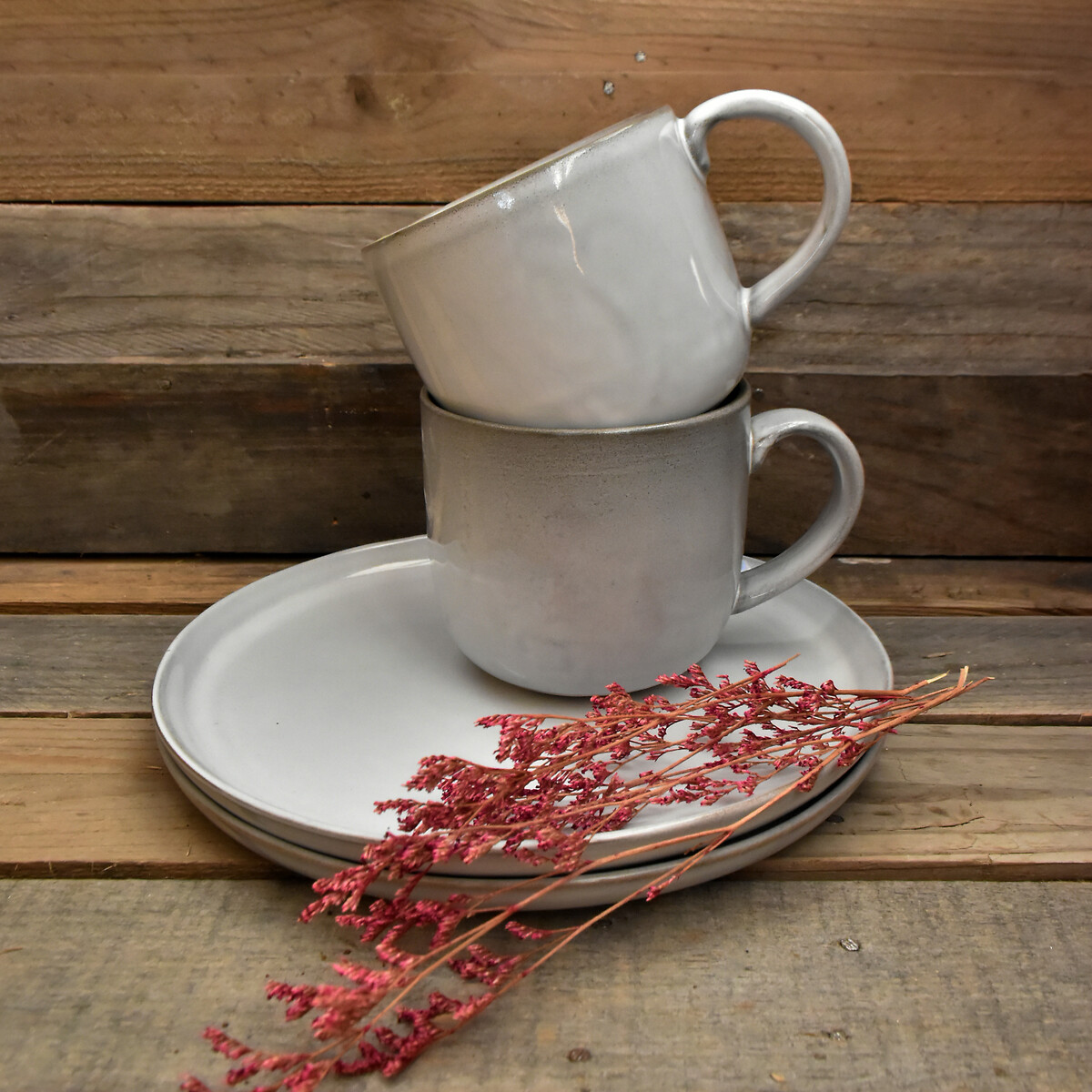 Conjunto pequeno almoço SVELTE, NOSSE CERAMIC cinza-claro, NOSSE CERAMIC