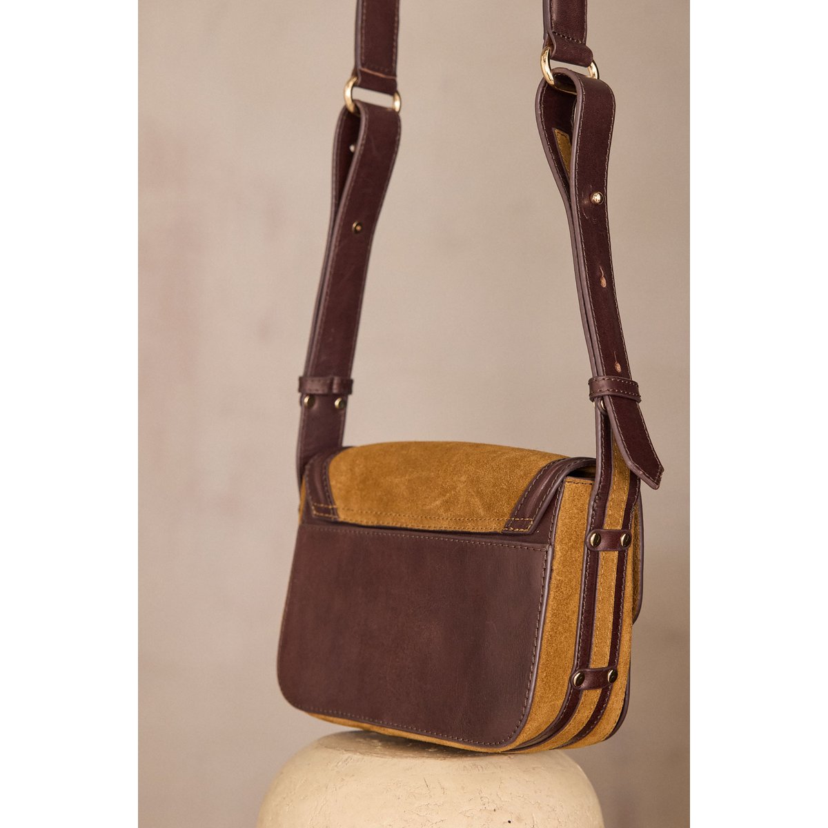 Sac en cuir LEONARD MINI beige, Maison 123