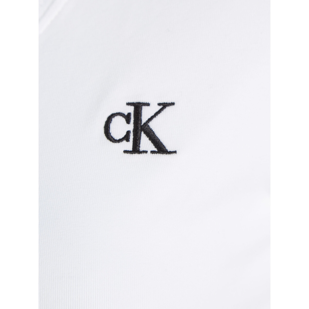 Tee shirt col v manches courtes blanc, CALVIN KLEIN JEANS