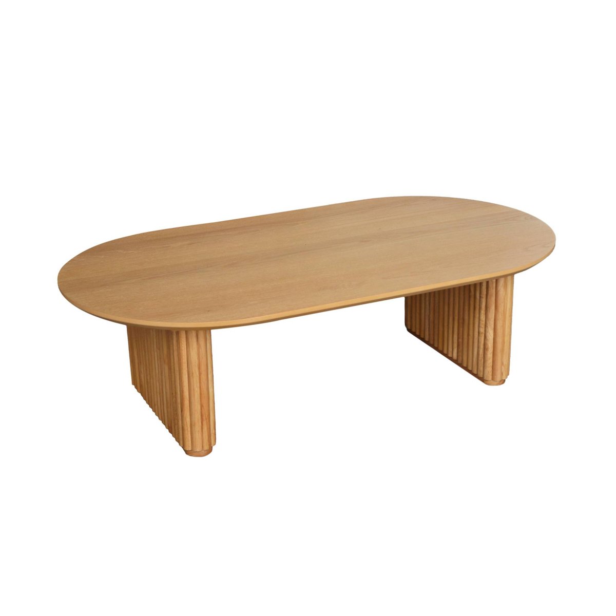 Table basse ovale bois d'hévéa placage chêne GABRIELLE chêne, SWEEEK