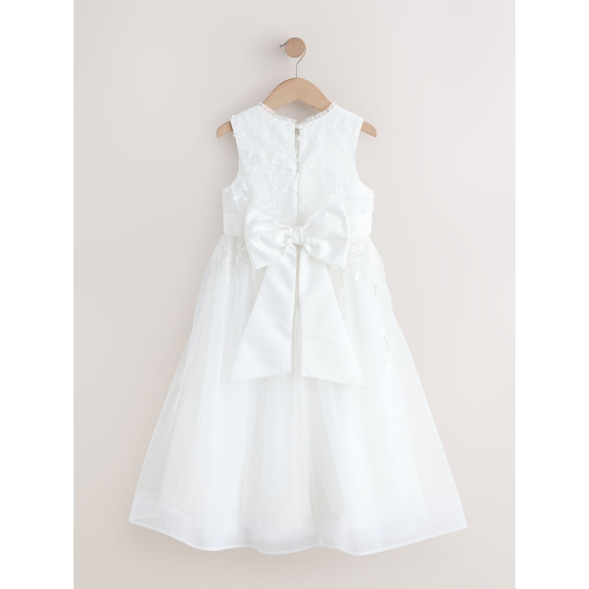 Robe à nœud avec fleurs brodées blanc, NEXT