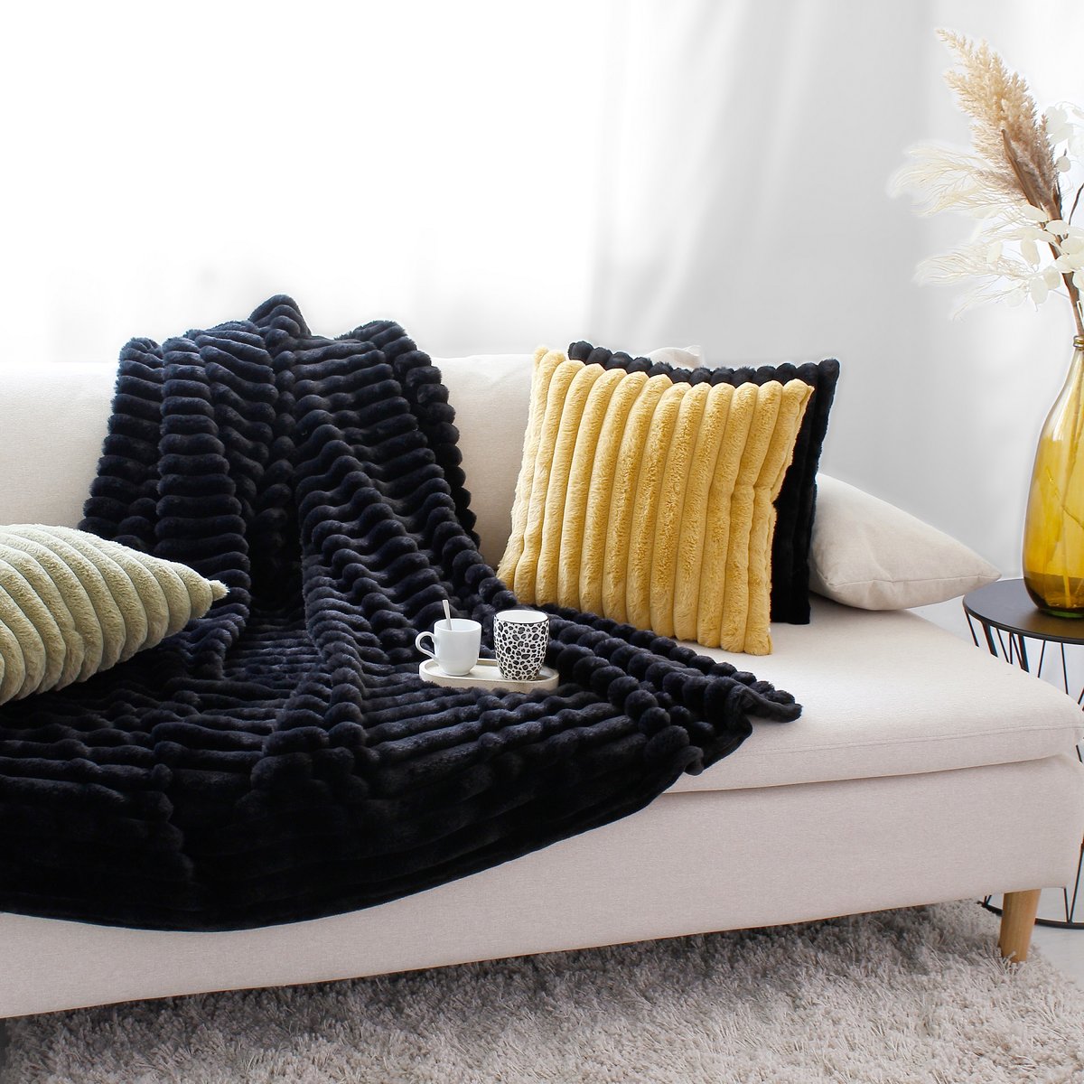 Plaid doux et flanelle Mathis noir, EDEN