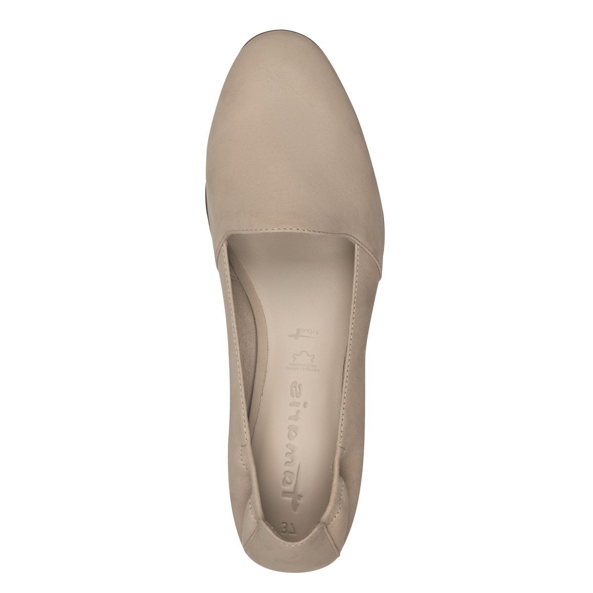 Slipper en cuir marron taupe, TAMARIS