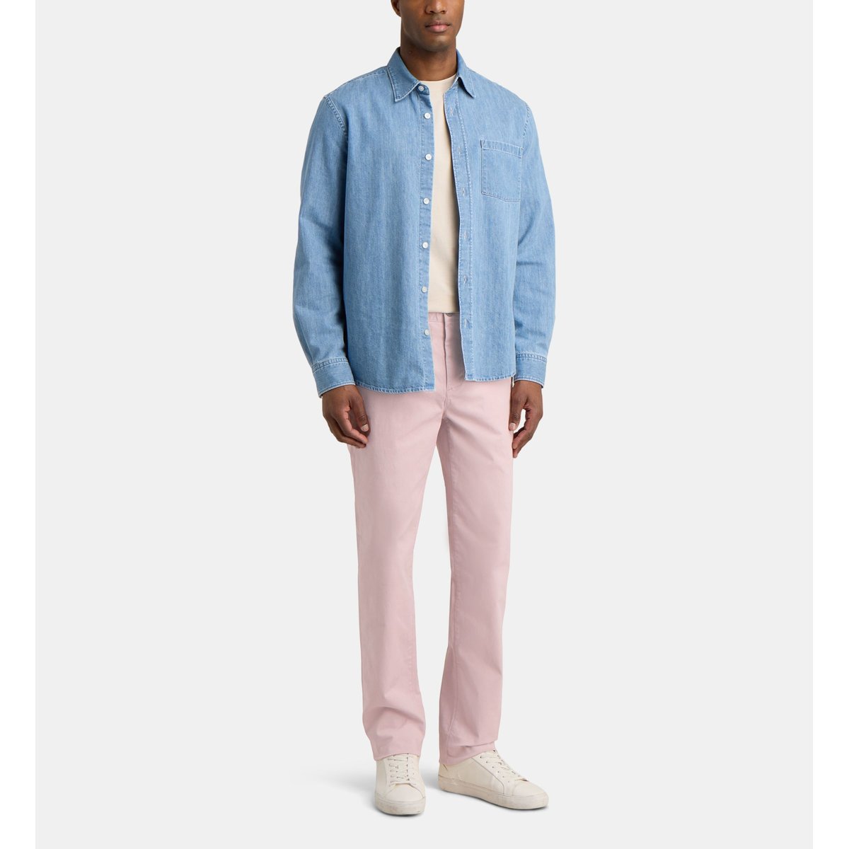 Pantalon chino chinim slim en coton rose blush, GALERIES LAFAYETTE