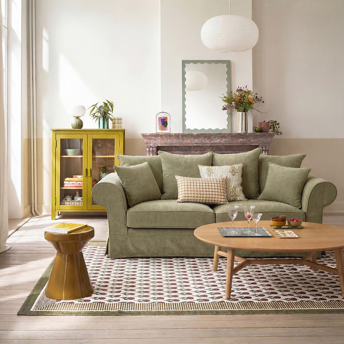 2- of 3-zits rechte bank van gemêleerd polyester, ADELIA beige   , LA REDOUTE INTERIEURS