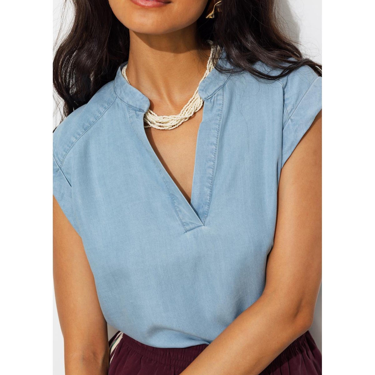 Blouse en lyocell jean clair, PROMOD