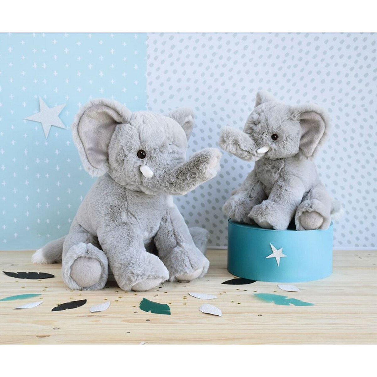 Peluche grand espace elephant'dou 25 cm gris, HISTOIRE D'OURS
