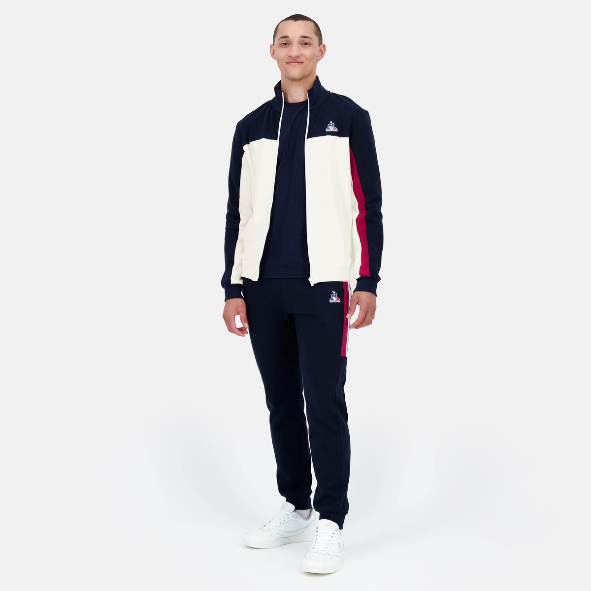Sweat zippé Tricolore beige, LE COQ SPORTIF
