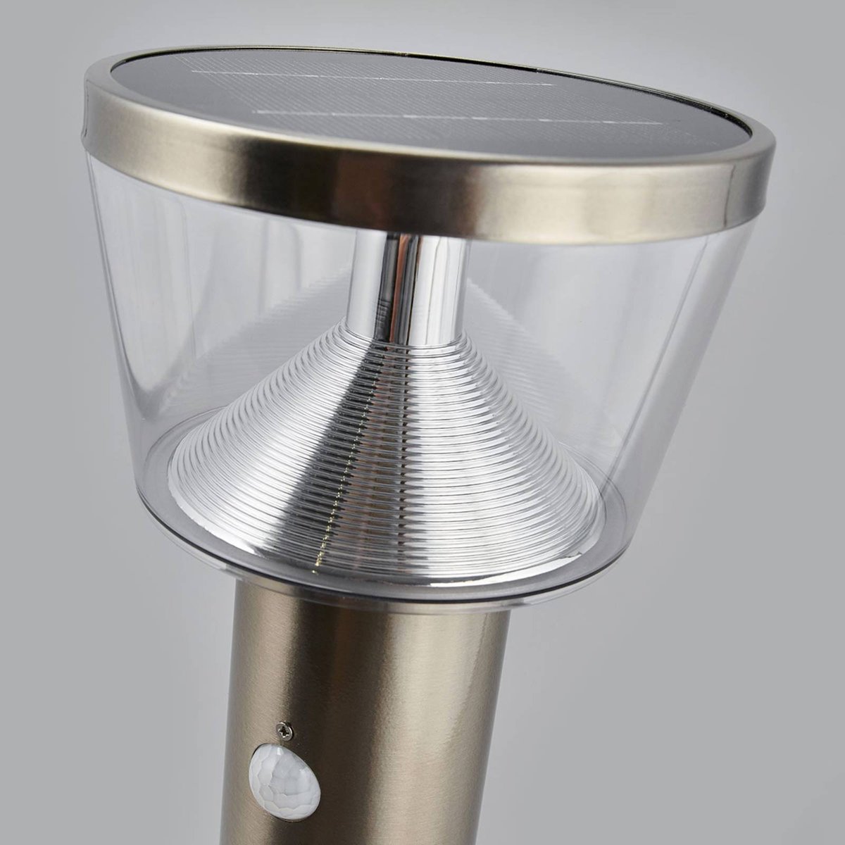 Lampe solaire en inox moderneLED, Antje acier inoxydable, transparent, LINDBY