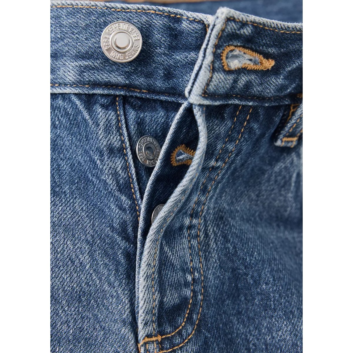 Jean droit taille basse bleu moyen, MANGO