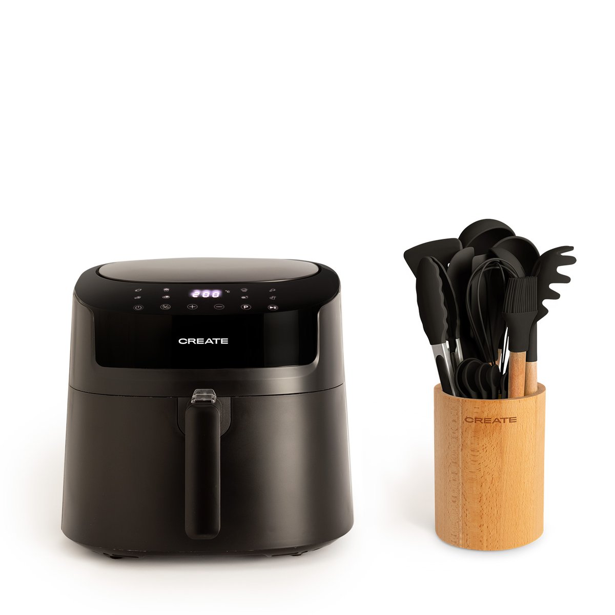 Pack AIR FRYER PRO LARGE 6.2 L + Set d'ustensiles noir, CREATE