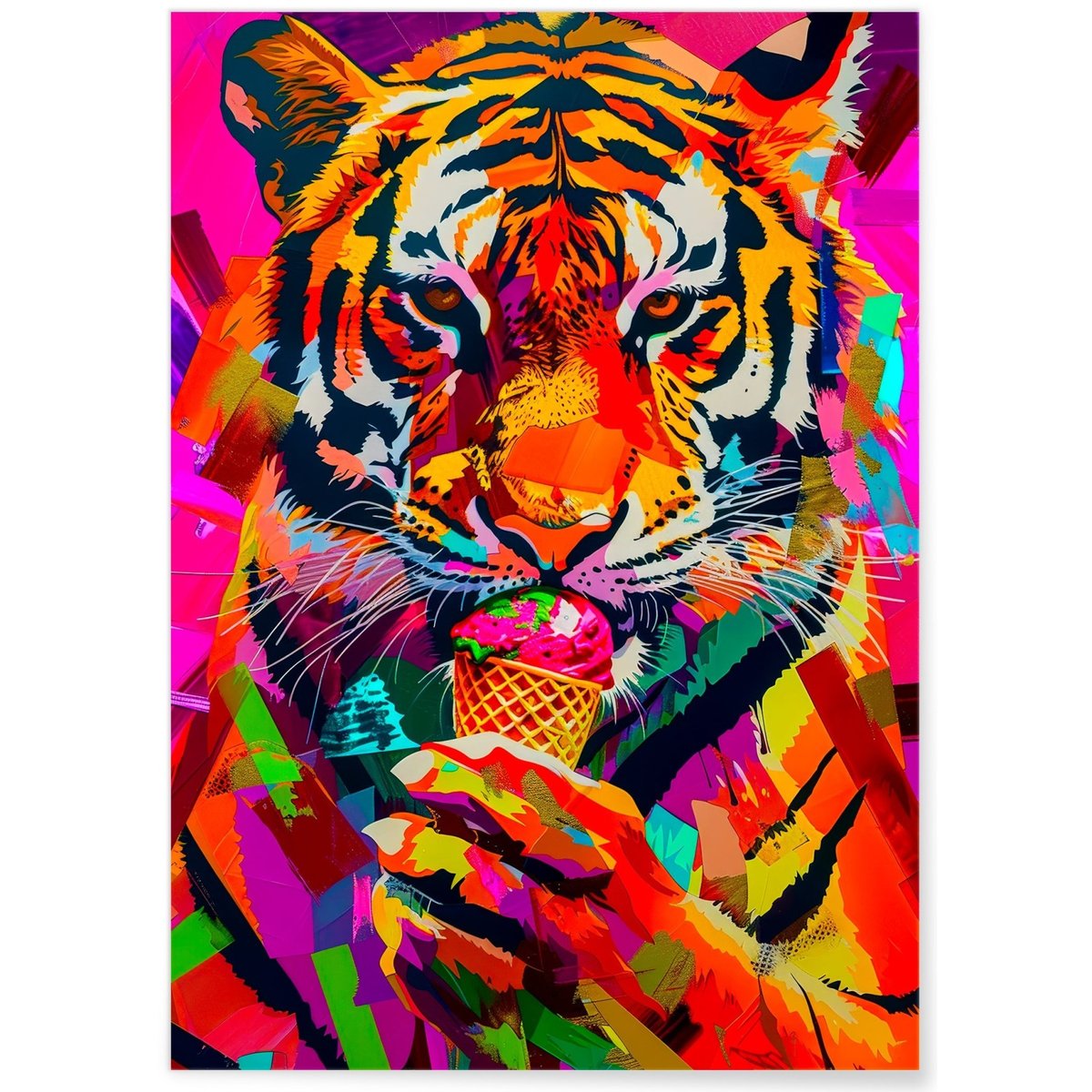 Affiche Tigre Pop Art blanc, L'AFFICHERIE