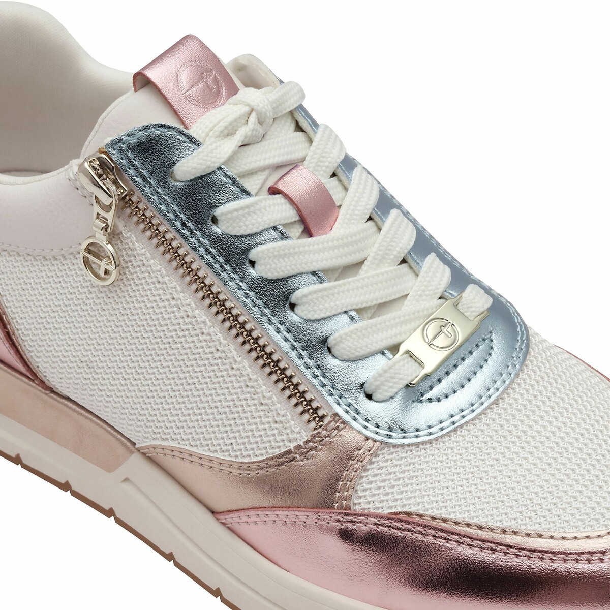 Zip-Up Trainers white/pink, TAMARIS