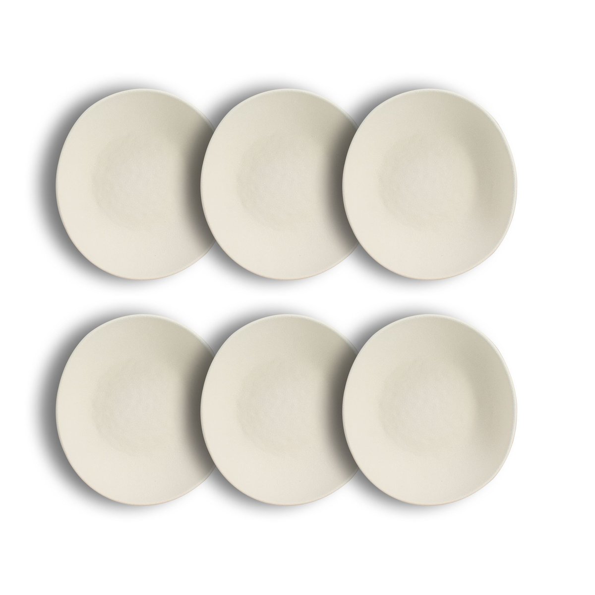 Lot de 6 assiettes creuses en grès 21cm, SNOWSTACK blanc, OGO LIVING