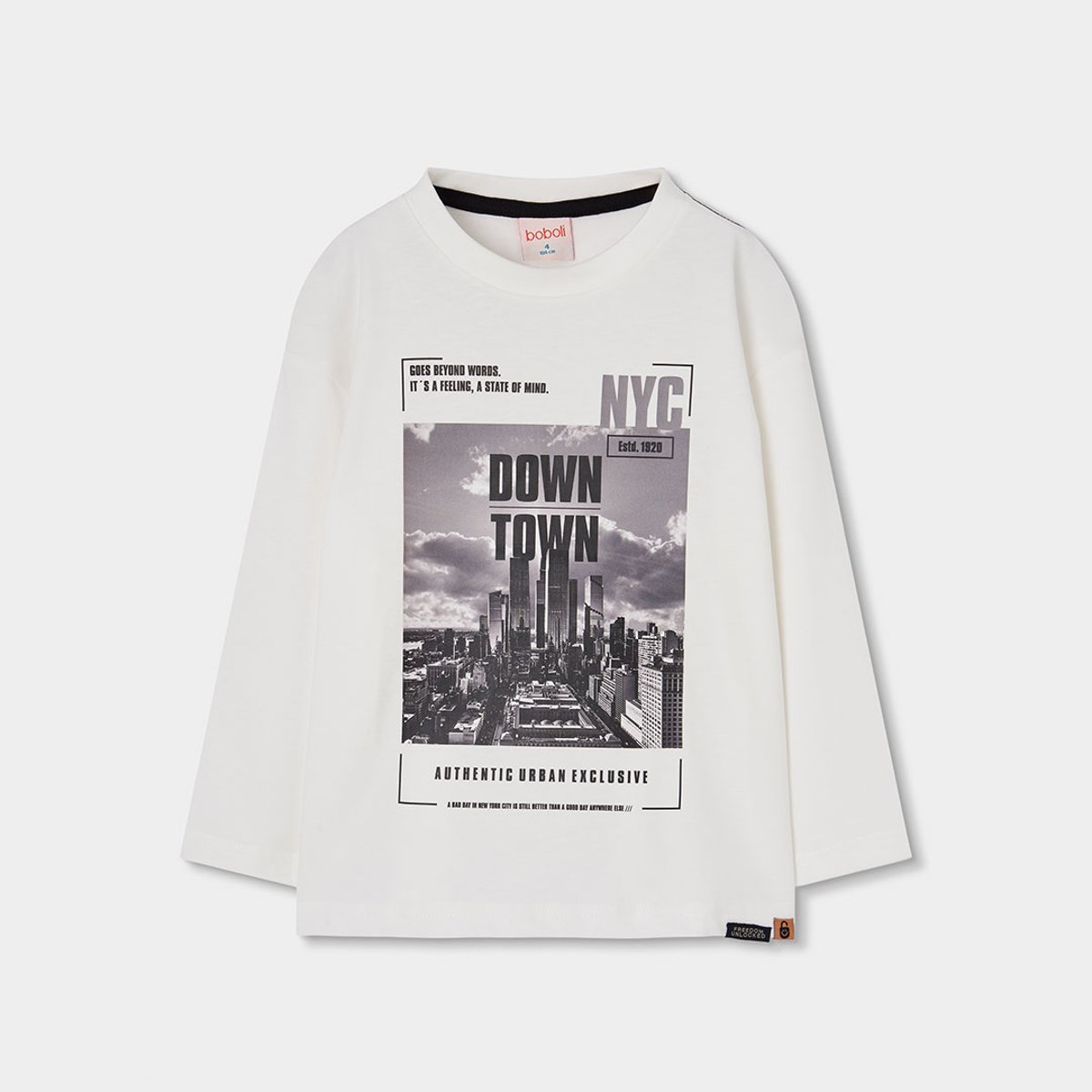 T-shirt garçon en maille imprimé ville NYC blanc, BOBOLI