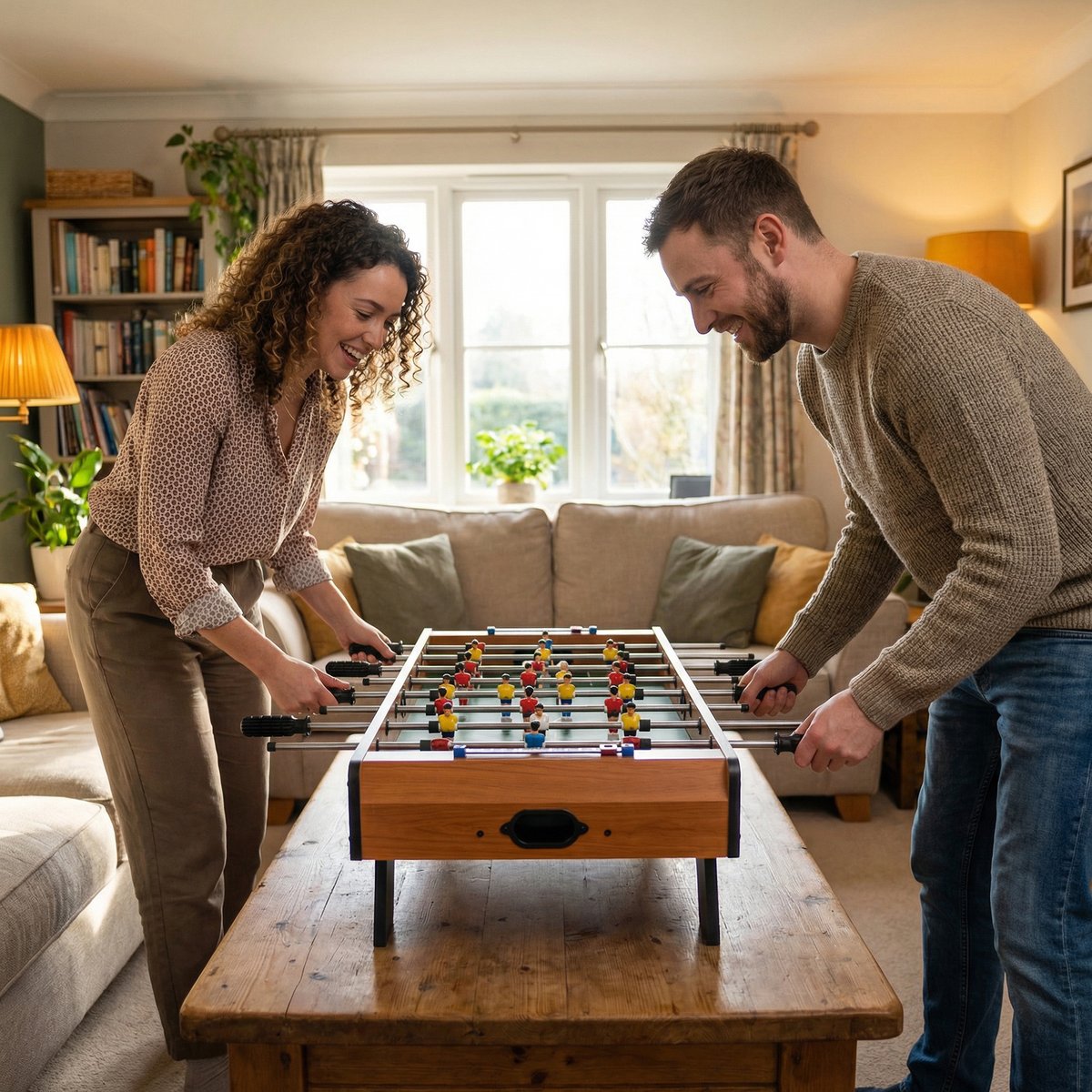 Mini Table Football MDF Bois naturel orange, HOMCOM