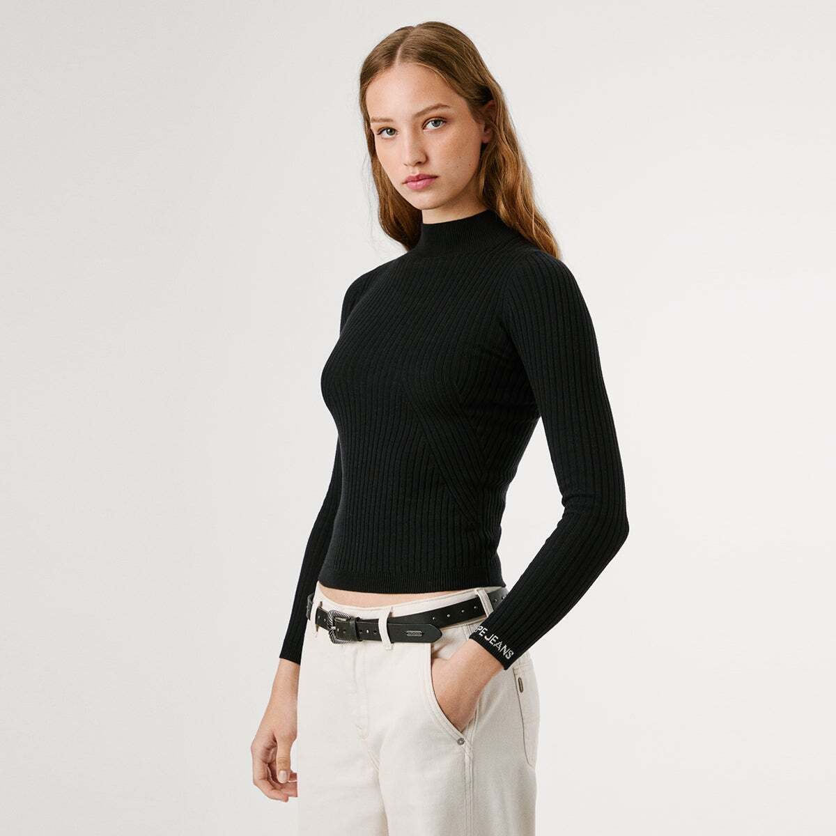 Pull À Col Perkins Côtelé noir, PEPE JEANS