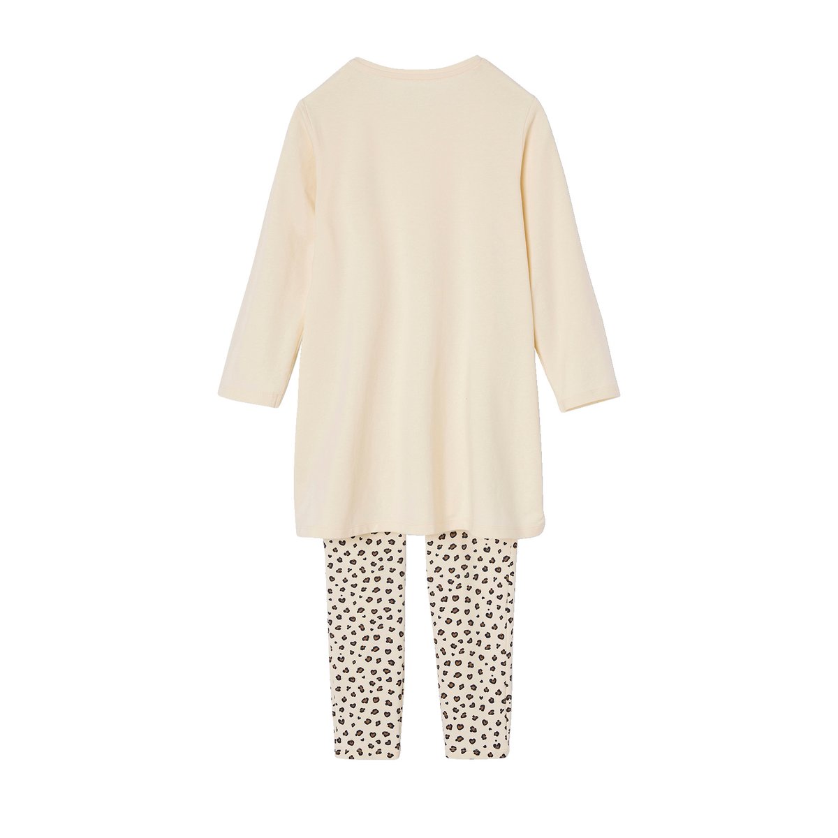 Lot 2 Ensembles Chemises de Nuit + Legging Léopard Fille écru, VERTBAUDET